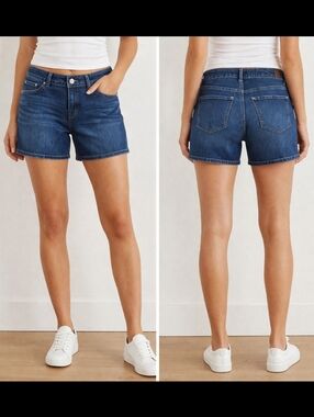 Simply Vera Vera Wang Mid Rise Dark Wash Denim Bermuda Jean Shorts Stretch Sz 0